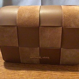 Michael Kors Mercer Small Woven FauxLeather and Suede Crossbody Bag